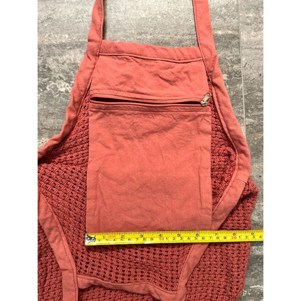 Sand Cloud Net Market Tote Bag Coral Pink Mesh Shopper Zipper Pocket - Picture 8 of 9